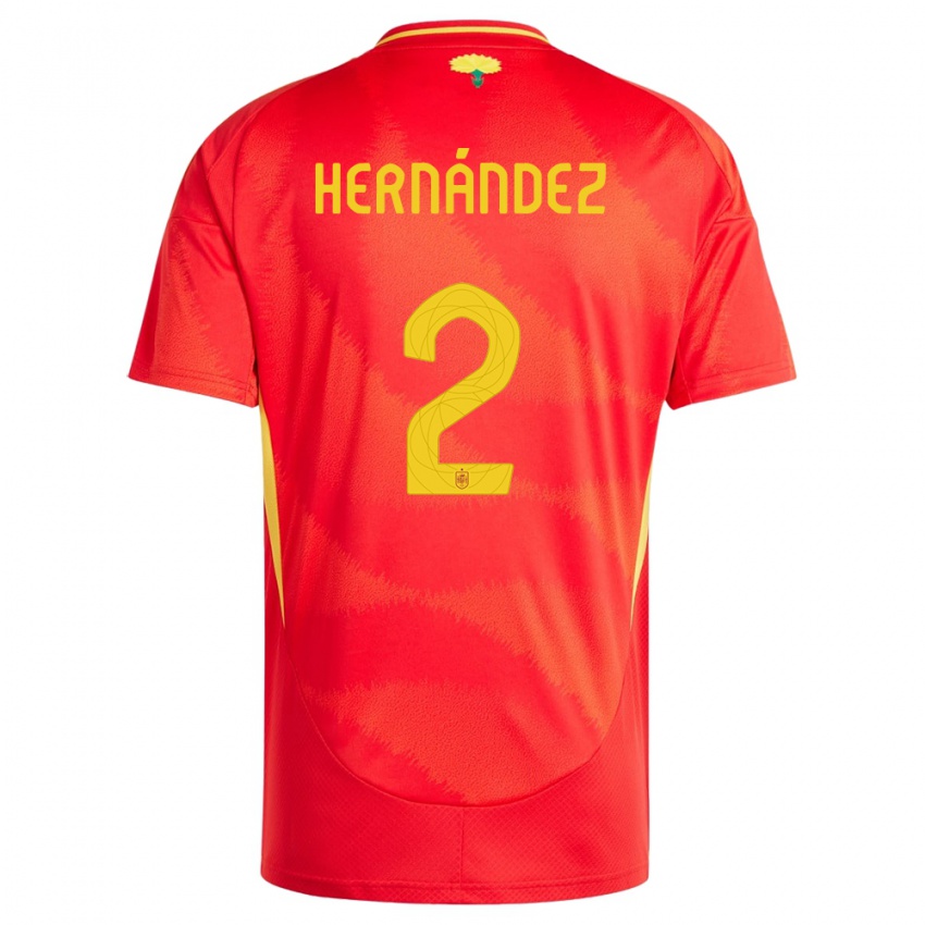 Niño Camiseta España Oihane Hernandez #2 Rojo 1ª Equipación 24-26 La Camisa México