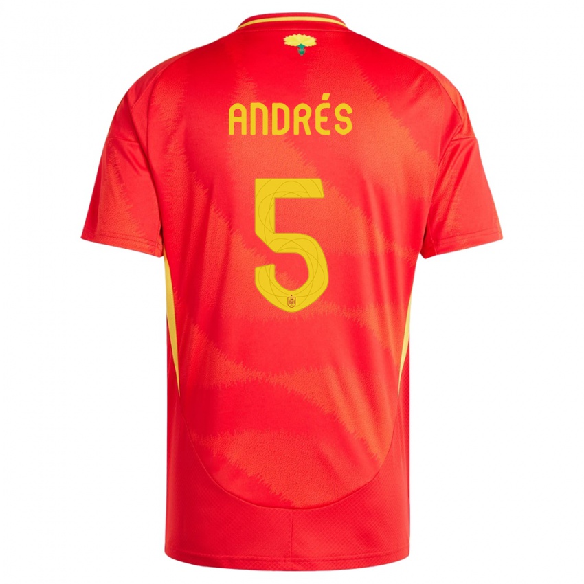 Niño Camiseta España Ivana Andres #5 Rojo 1ª Equipación 24-26 La Camisa México