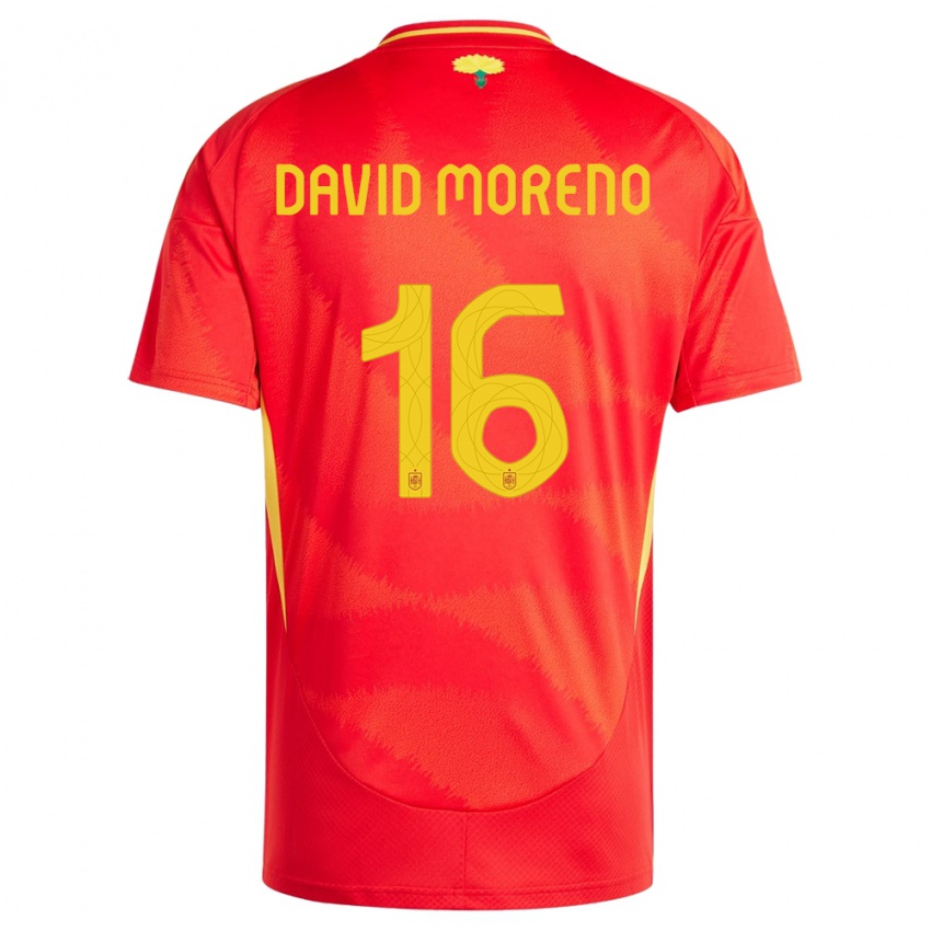 Niño Camiseta España Antonio David Moreno #16 Rojo 1ª Equipación 24-26 La Camisa México