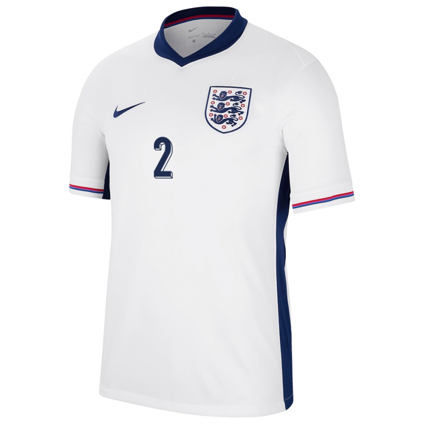 Niño Camiseta Inglaterra Kyle Walker #2 Blanco 1ª Equipación 24-26 La Camisa México