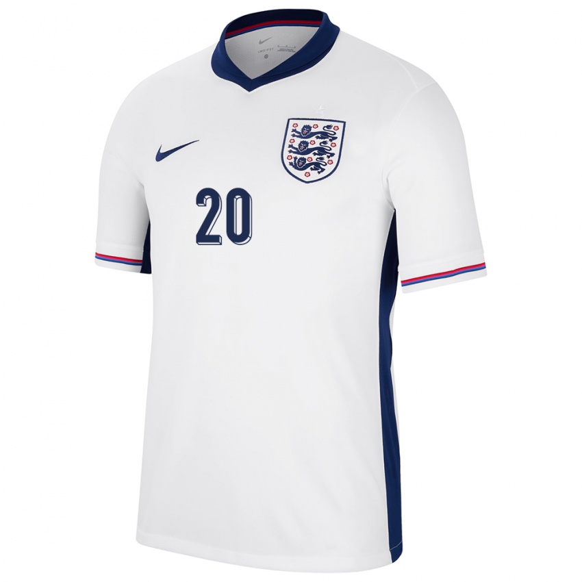 Niño Camiseta Inglaterra Demi Stokes #20 Blanco 1ª Equipación 24-26 La Camisa México