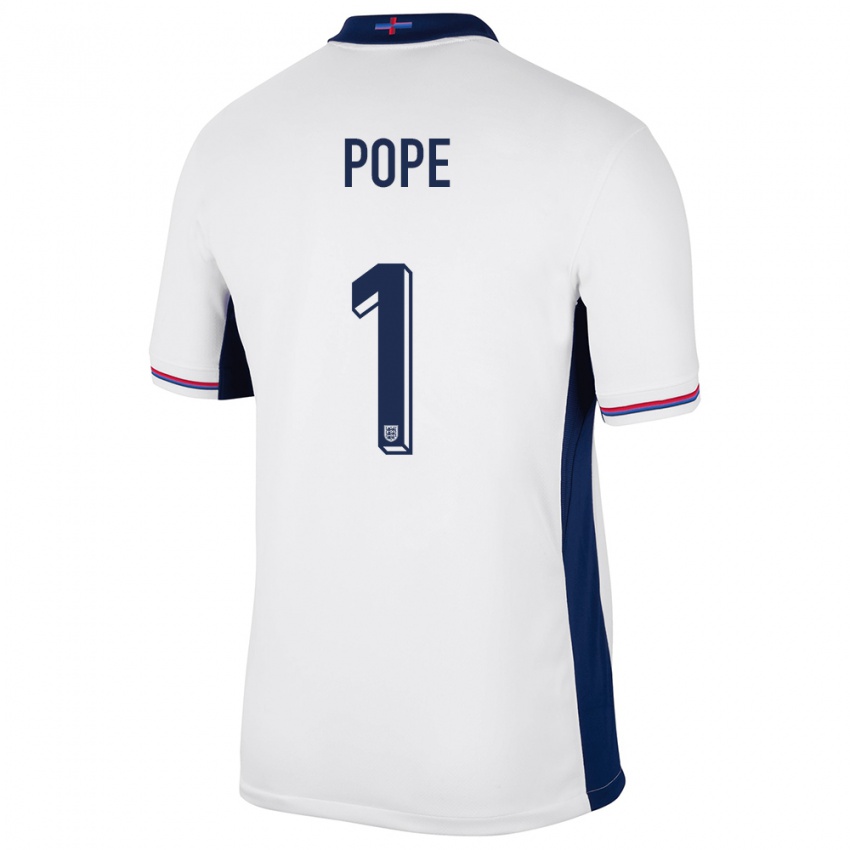 Niño Camiseta Inglaterra Nick Pope #1 Blanco 1ª Equipación 24-26 La Camisa México