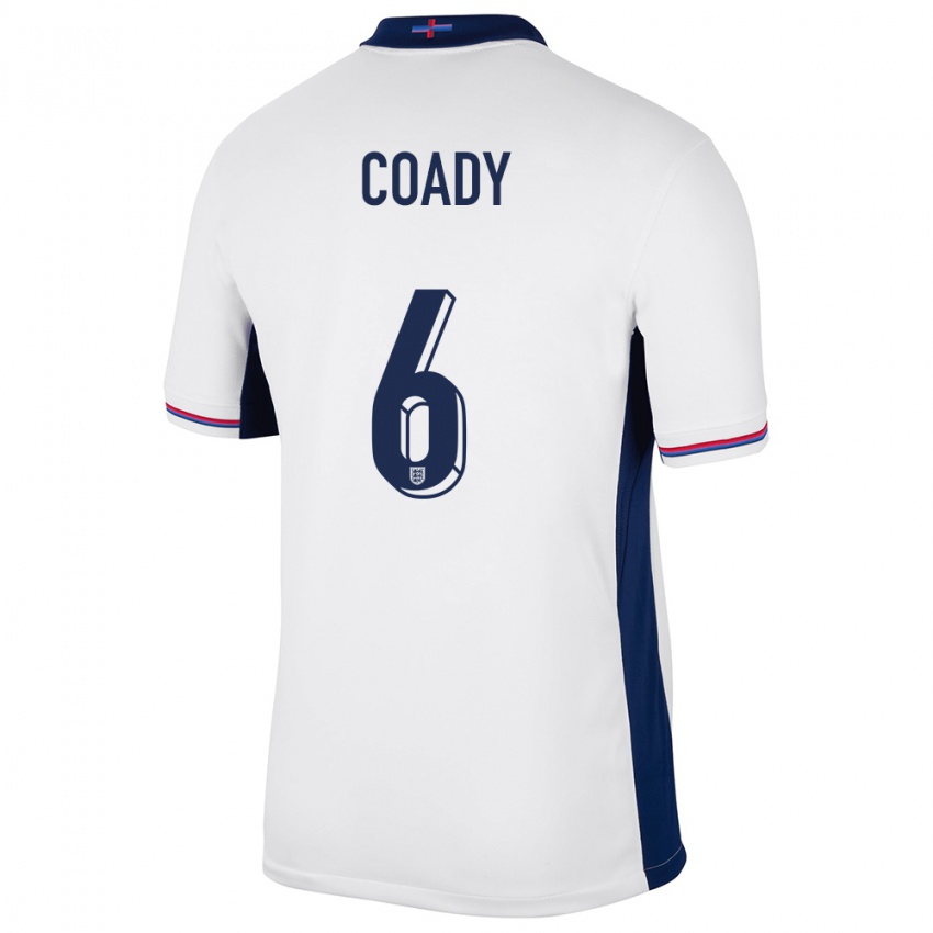 Niño Camiseta Inglaterra Conor Coady #6 Blanco 1ª Equipación 24-26 La Camisa México