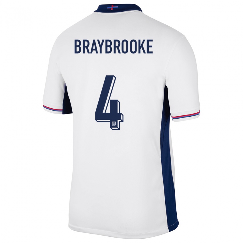 Niño Camiseta Inglaterra Samuel Braybrooke #4 Blanco 1ª Equipación 24-26 La Camisa México