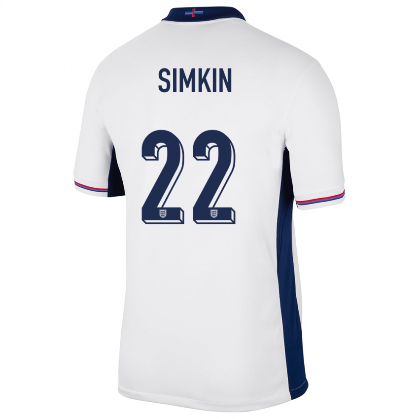 Niño Camiseta Inglaterra Tommy Simkin #22 Blanco 1ª Equipación 24-26 La Camisa México