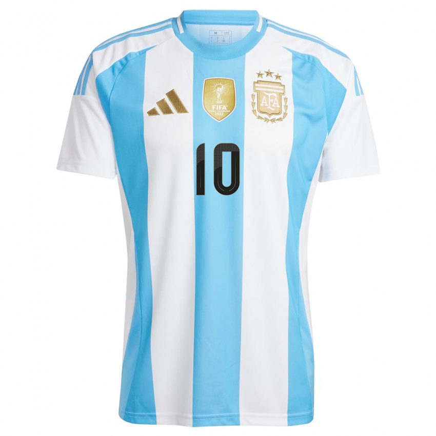 Niño Camiseta Argentina Lionel Messi #10 Blanco Azul 1ª Equipación 24-26 La Camisa México