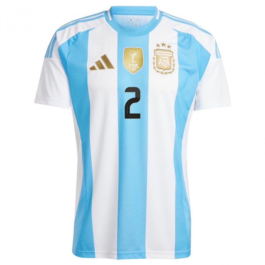 Niño Camiseta Argentina Lautaro Di Lollo #2 Blanco Azul 1ª Equipación 24-26 La Camisa México