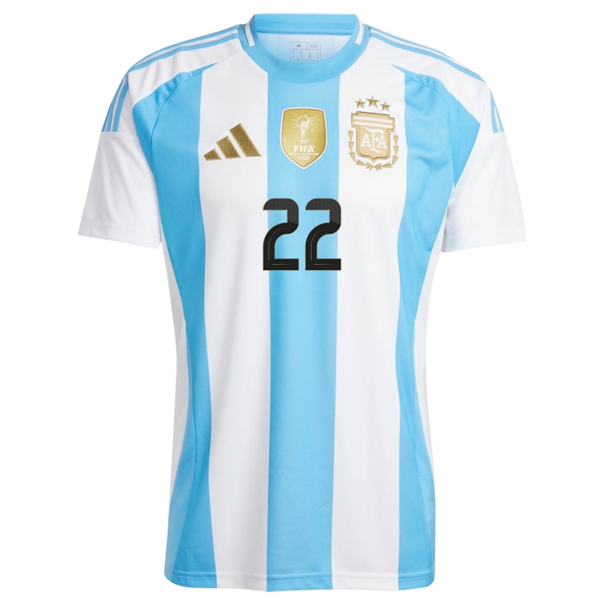 Niño Camiseta Argentina Lautaro Martinez #22 Blanco Azul 1ª Equipación 24-26 La Camisa México