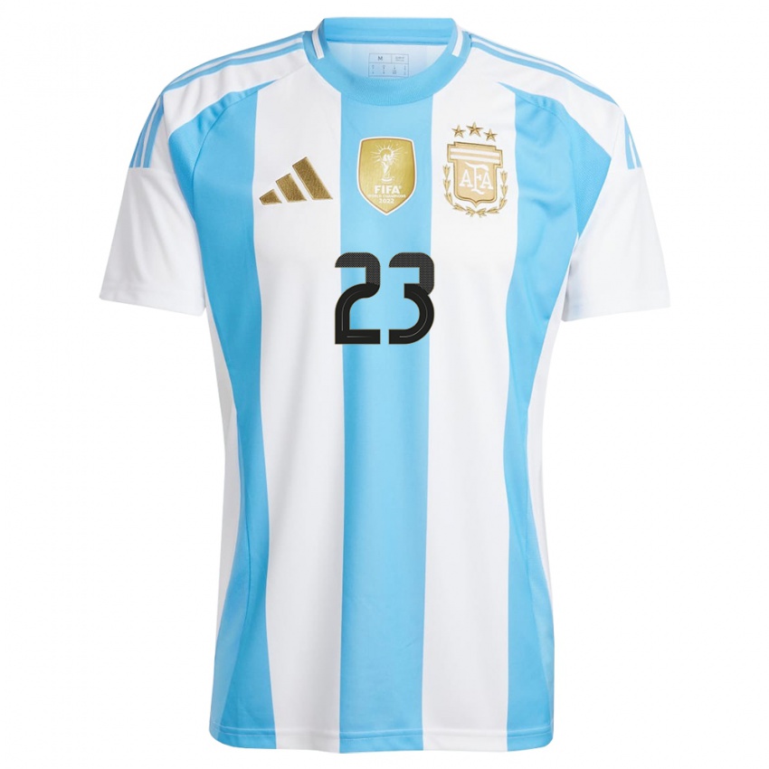 Niño Camiseta Argentina Emiliano Martinez #23 Blanco Azul 1ª Equipación 24-26 La Camisa México