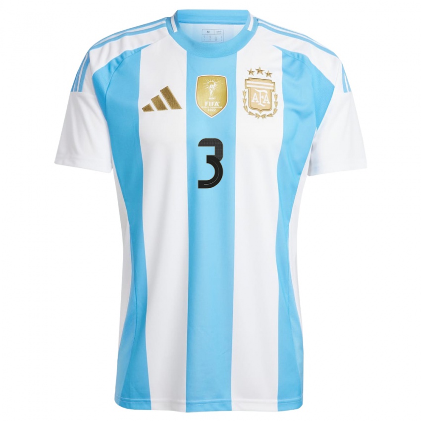 Niño Camiseta Argentina Eliana Stabile #3 Blanco Azul 1ª Equipación 24-26 La Camisa México