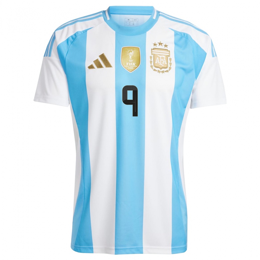 Niño Camiseta Argentina Lautaro Ovando #9 Blanco Azul 1ª Equipación 24-26 La Camisa México