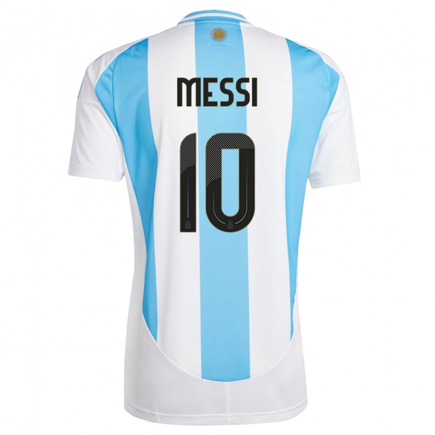 Niño Camiseta Argentina Lionel Messi #10 Blanco Azul 1ª Equipación 24-26 La Camisa México