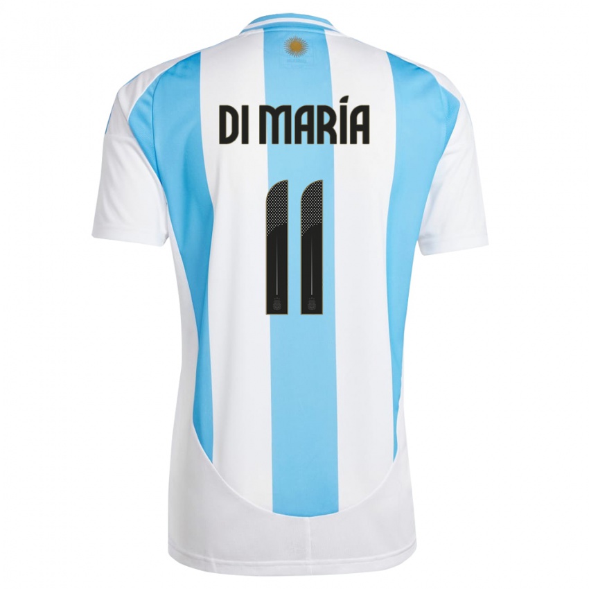Niño Camiseta Argentina Angel Di Maria #11 Blanco Azul 1ª Equipación 24-26 La Camisa México