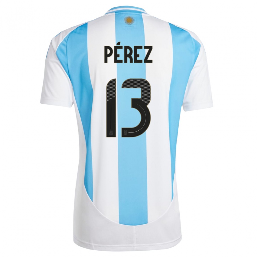 Niño Camiseta Argentina Nehuen Perez #13 Blanco Azul 1ª Equipación 24-26 La Camisa México