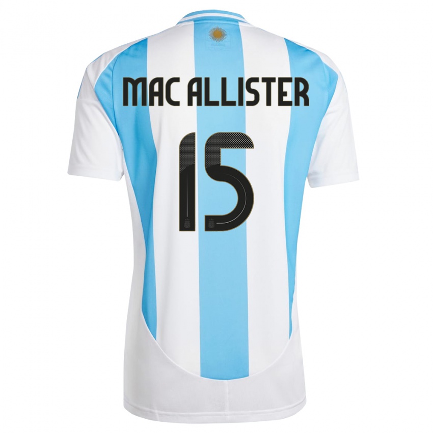 Niño Camiseta Argentina Alexis Mac Allister #15 Blanco Azul 1ª Equipación 24-26 La Camisa México