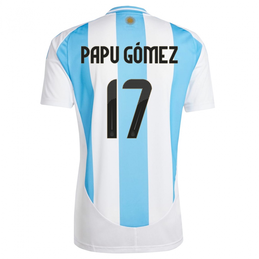 Niño Camiseta Argentina Papu Gomez #17 Blanco Azul 1ª Equipación 24-26 La Camisa México