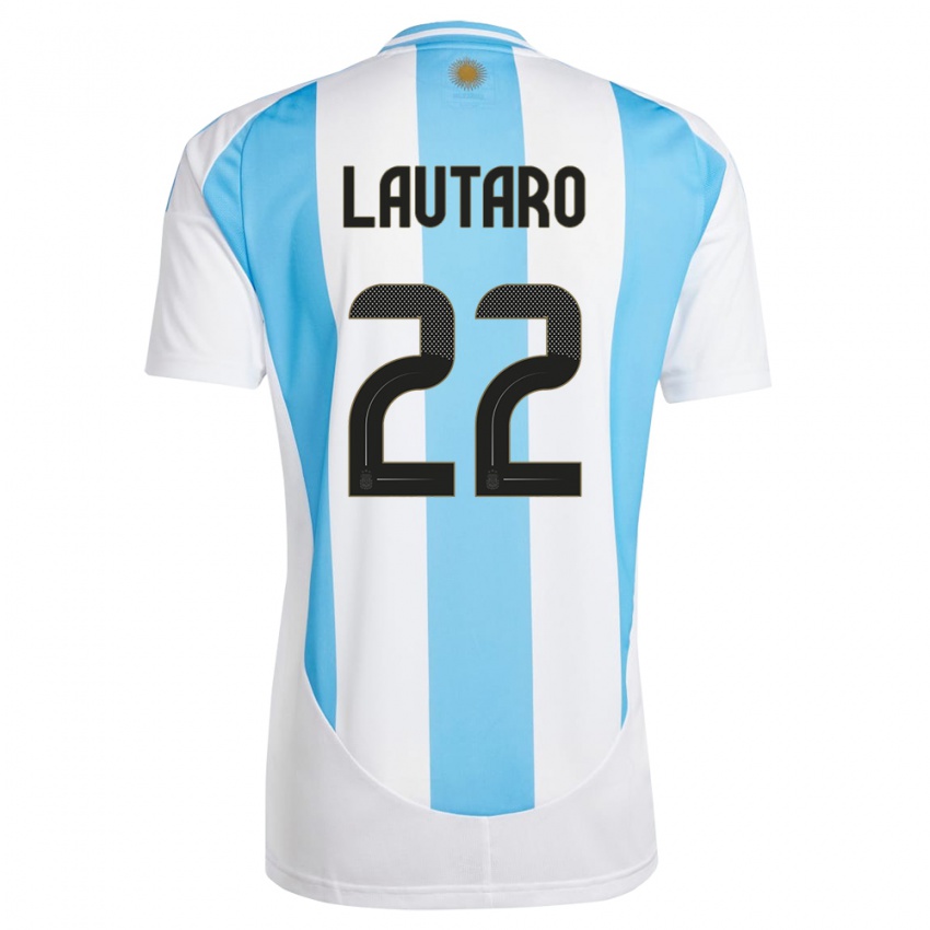 Niño Camiseta Argentina Lautaro Martinez #22 Blanco Azul 1ª Equipación 24-26 La Camisa México