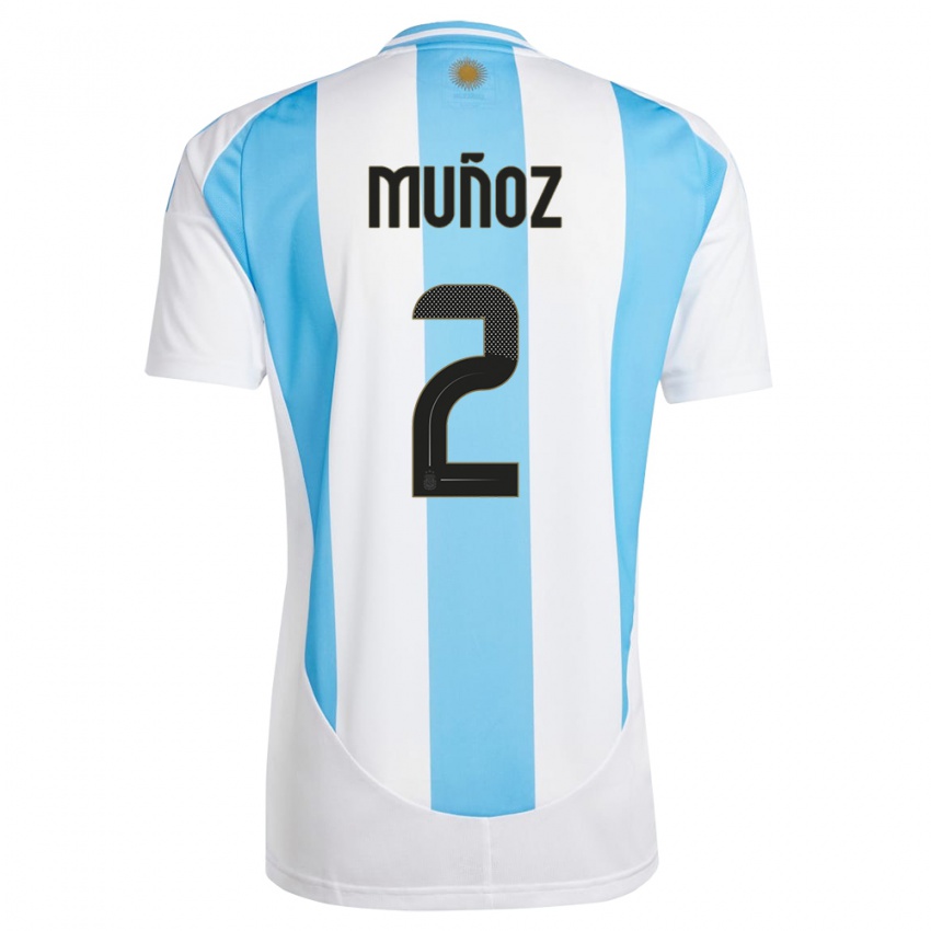 Niño Camiseta Argentina Luana Munoz #2 Blanco Azul 1ª Equipación 24-26 La Camisa México