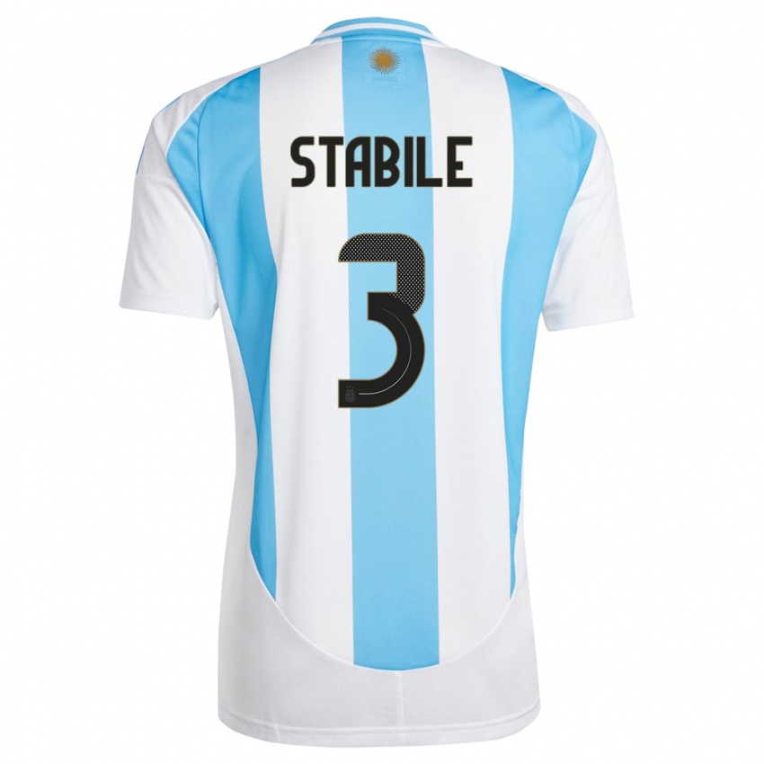 Niño Camiseta Argentina Eliana Stabile #3 Blanco Azul 1ª Equipación 24-26 La Camisa México