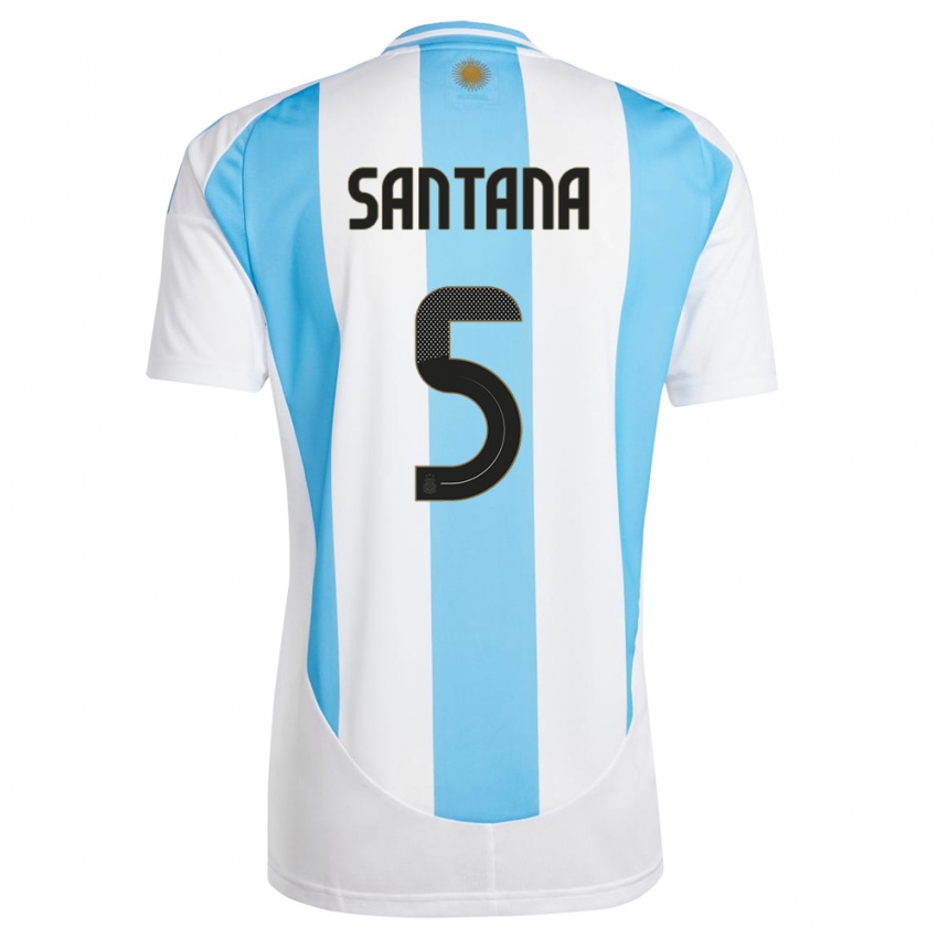 Niño Camiseta Argentina Vanesa Santana #5 Blanco Azul 1ª Equipación 24-26 La Camisa México