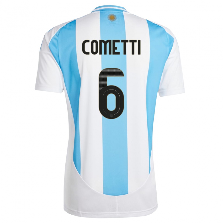 Niño Camiseta Argentina Aldana Cometti #6 Blanco Azul 1ª Equipación 24-26 La Camisa México