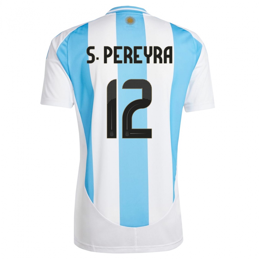 Niño Camiseta Argentina Solana Pereyra #12 Blanco Azul 1ª Equipación 24-26 La Camisa México