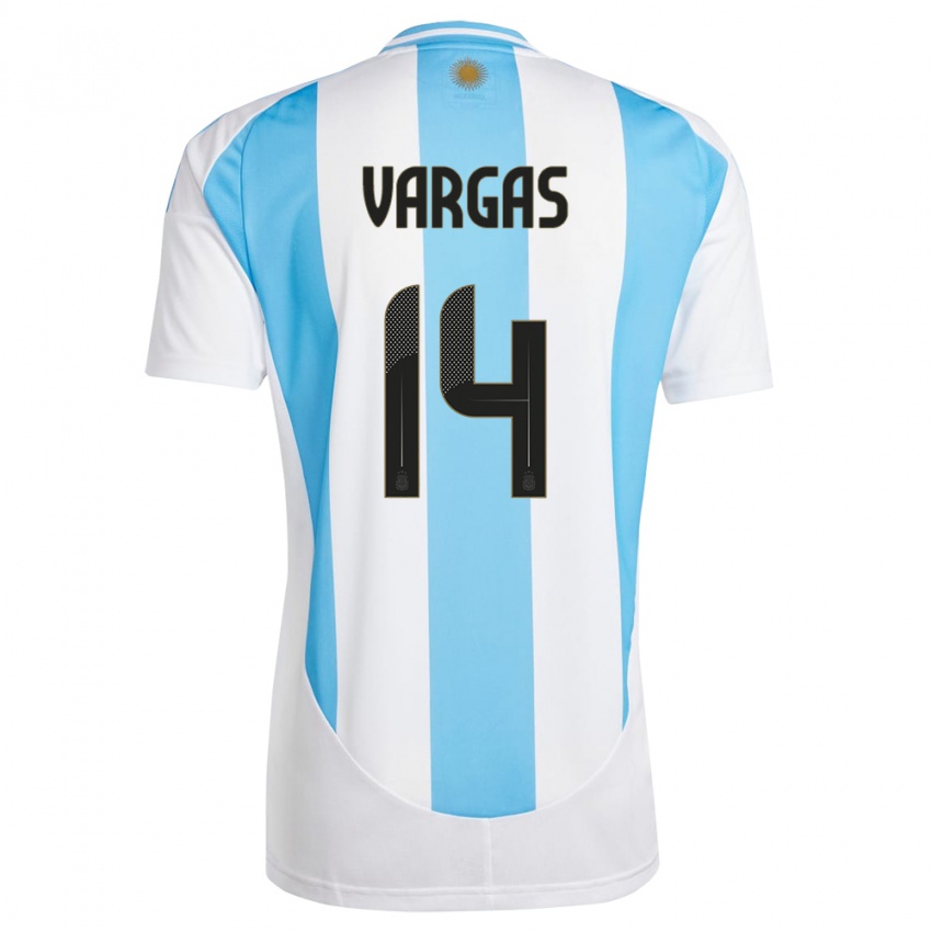 Niño Camiseta Argentina Agustina Vargas #14 Blanco Azul 1ª Equipación 24-26 La Camisa México