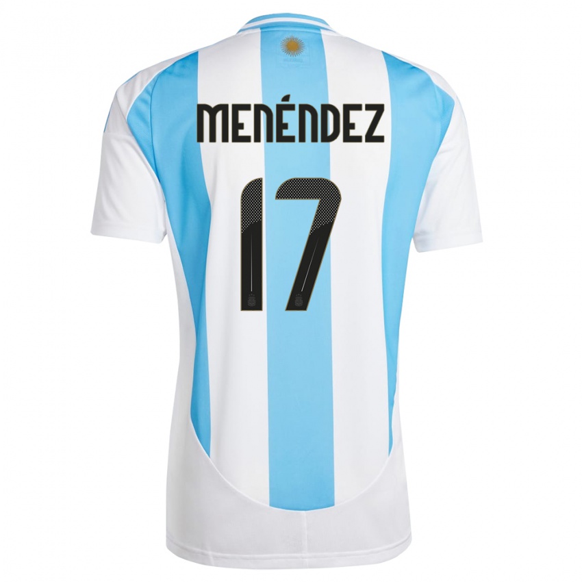 Niño Camiseta Argentina Milagros Menendez #17 Blanco Azul 1ª Equipación 24-26 La Camisa México