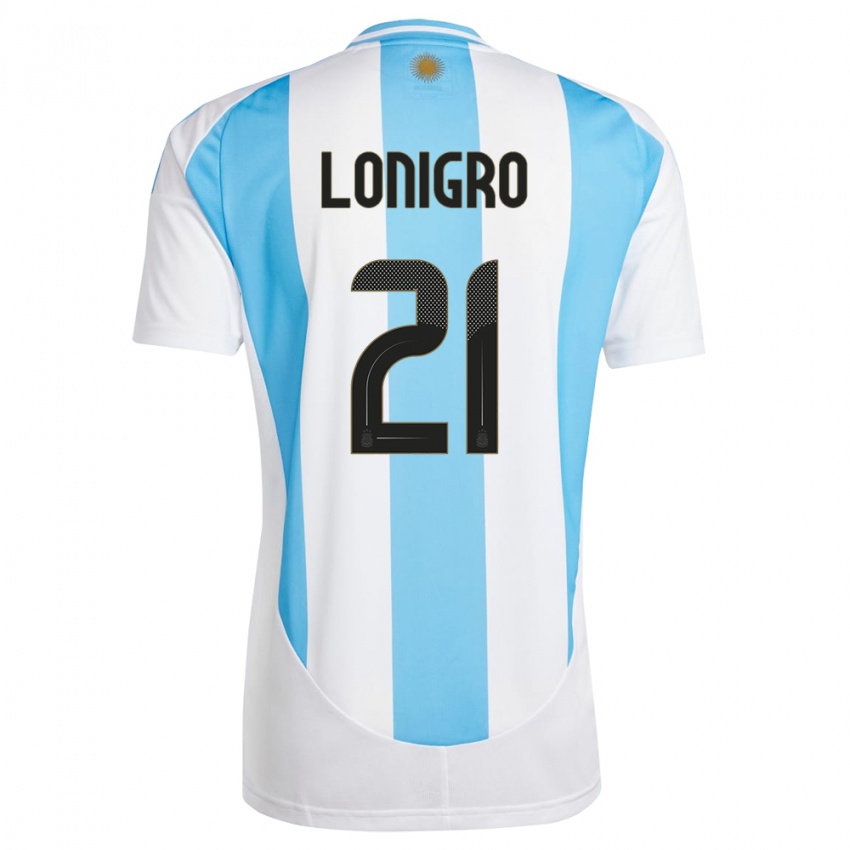 Niño Camiseta Argentina Erica Lonigro #21 Blanco Azul 1ª Equipación 24-26 La Camisa México