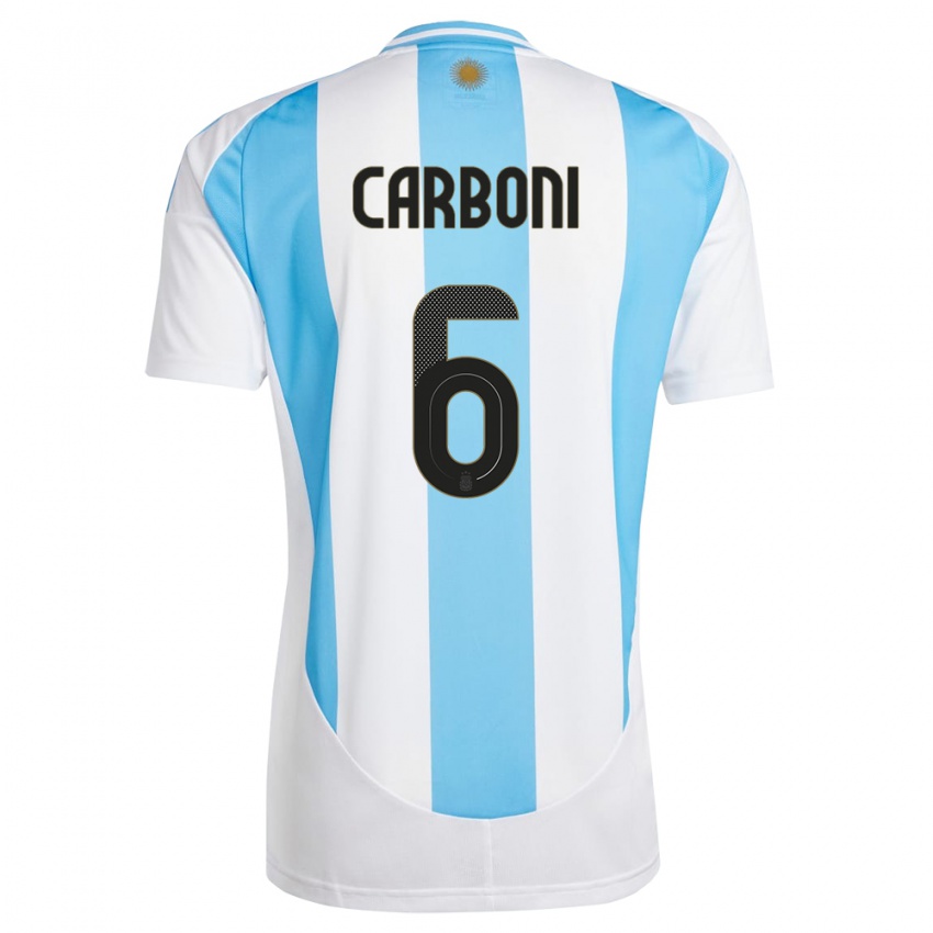 Niño Camiseta Argentina Franco Carboni #6 Blanco Azul 1ª Equipación 24-26 La Camisa México