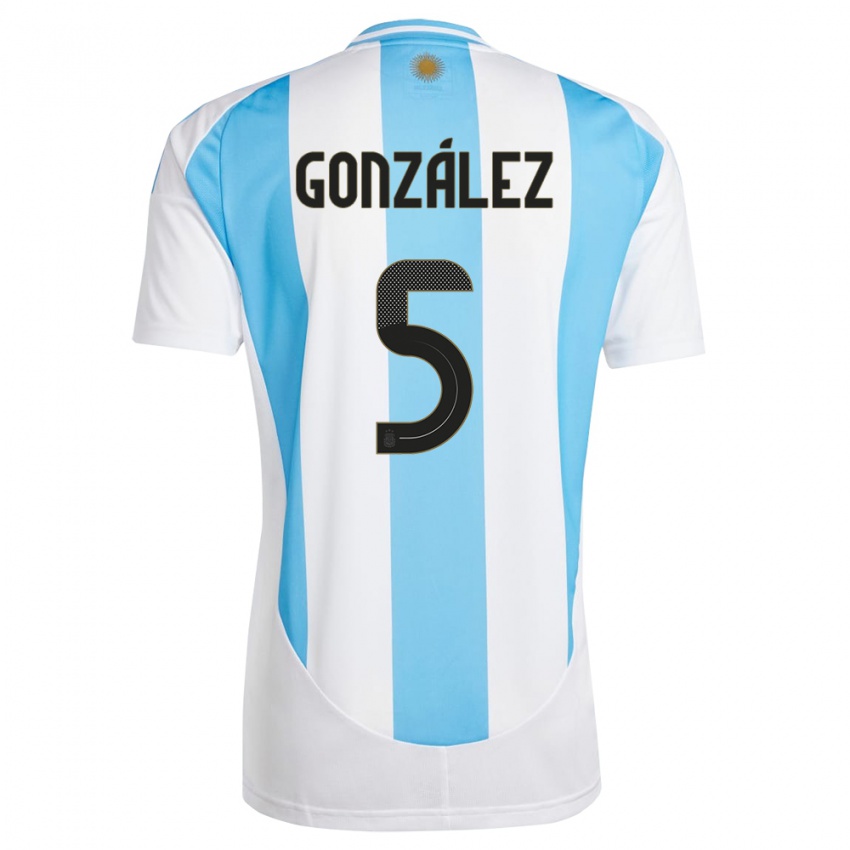 Niño Camiseta Argentina Maximiliano Gonzalez #5 Blanco Azul 1ª Equipación 24-26 La Camisa México