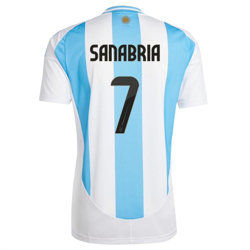 Niño Camiseta Argentina Mateo Sanabria #7 Blanco Azul 1ª Equipación 24-26 La Camisa México