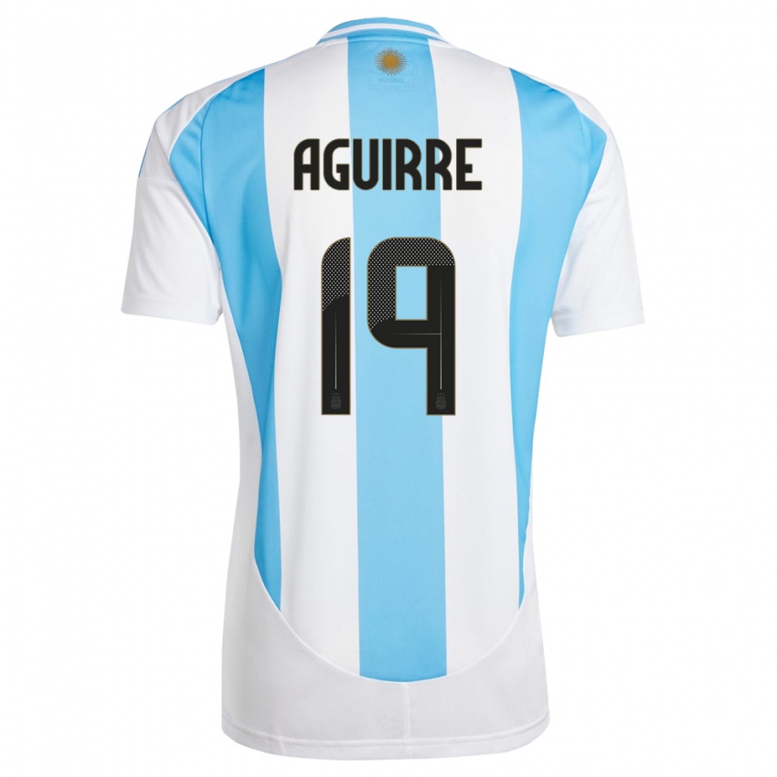 Niño Camiseta Argentina Brian Aguirre #19 Blanco Azul 1ª Equipación 24-26 La Camisa México