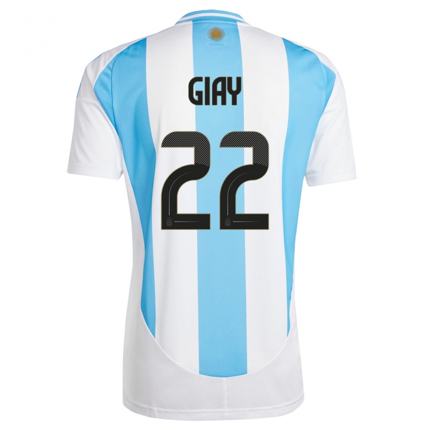 Niño Camiseta Argentina Agustin Giay #22 Blanco Azul 1ª Equipación 24-26 La Camisa México