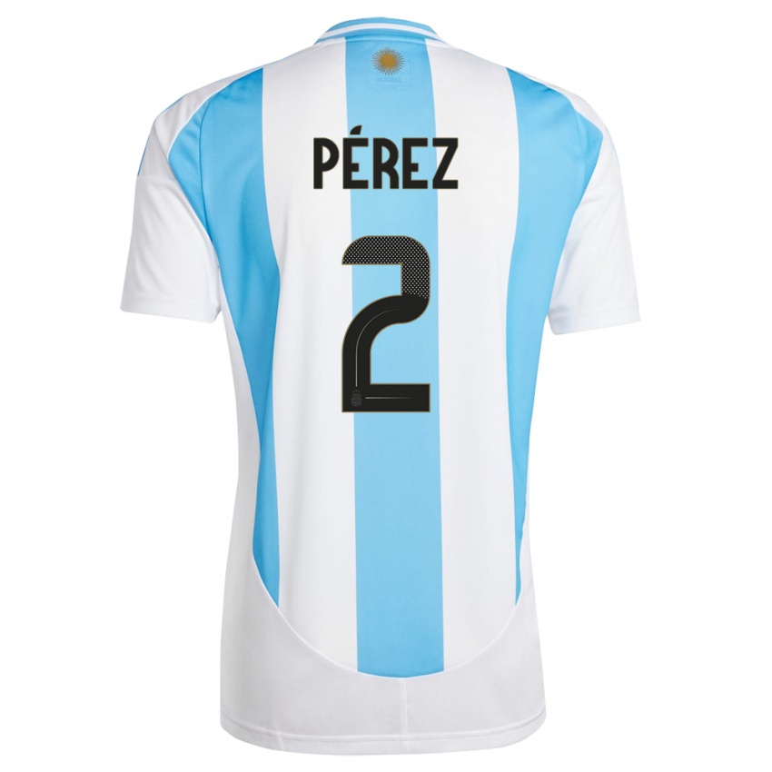 Niño Camiseta Argentina Nehuen Perez #2 Blanco Azul 1ª Equipación 24-26 La Camisa México