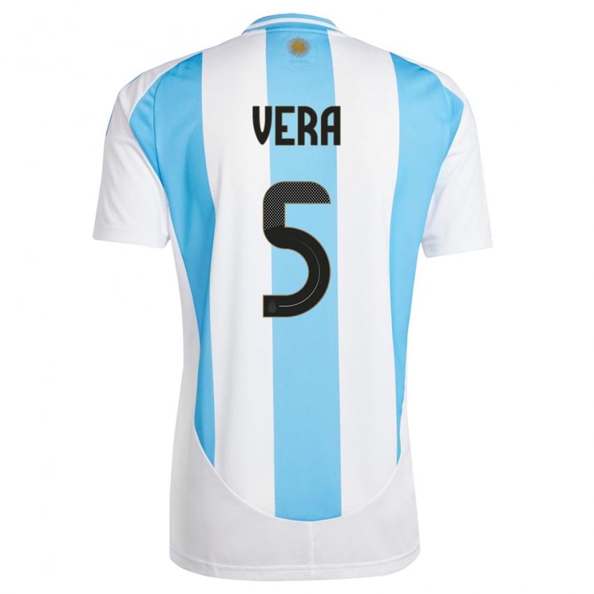 Niño Camiseta Argentina Fausto Vera #5 Blanco Azul 1ª Equipación 24-26 La Camisa México