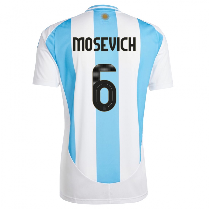 Niño Camiseta Argentina Leonel Mosevich #6 Blanco Azul 1ª Equipación 24-26 La Camisa México