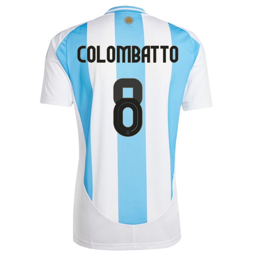 Niño Camiseta Argentina Santiago Colombatto #8 Blanco Azul 1ª Equipación 24-26 La Camisa México