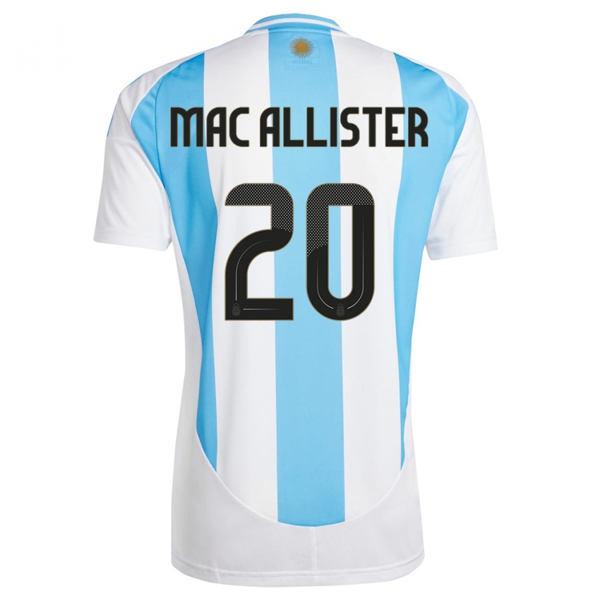 Niño Camiseta Argentina Alexis Mac Allister #20 Blanco Azul 1ª Equipación 24-26 La Camisa México