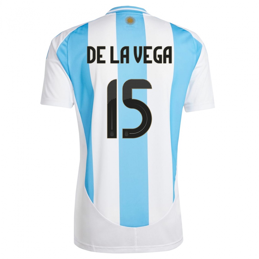 Niño Camiseta Argentina Pedro De La Vega #15 Blanco Azul 1ª Equipación 24-26 La Camisa México