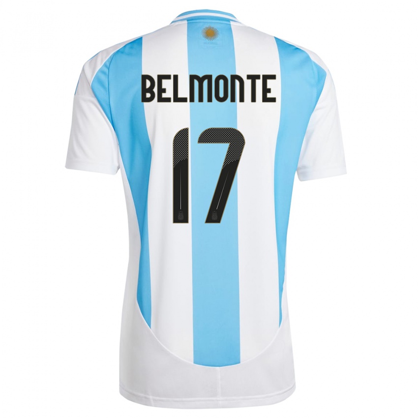 Niño Camiseta Argentina Tomas Belmonte #17 Blanco Azul 1ª Equipación 24-26 La Camisa México