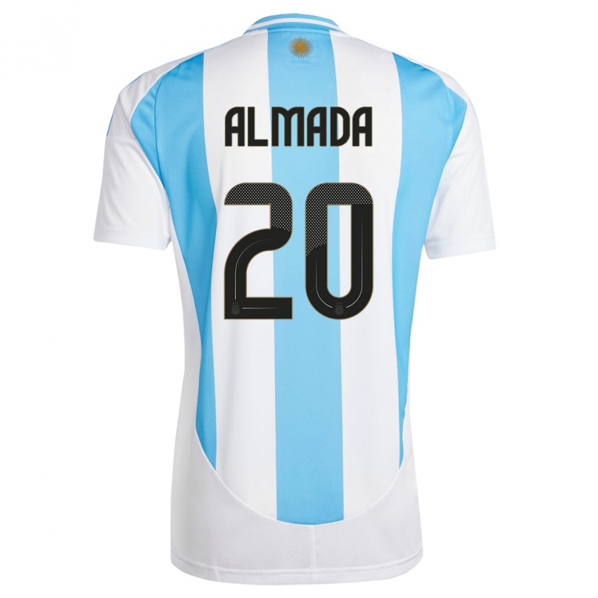 Niño Camiseta Argentina Thiago Almada #20 Blanco Azul 1ª Equipación 24-26 La Camisa México