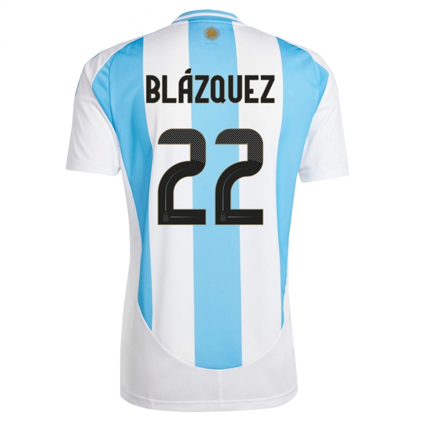 Niño Camiseta Argentina Joaquin Blazquez #22 Blanco Azul 1ª Equipación 24-26 La Camisa México