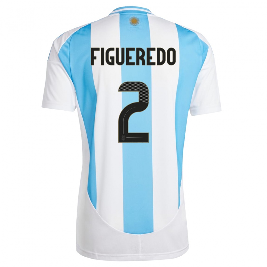 Niño Camiseta Argentina Leandro Figueredo #2 Blanco Azul 1ª Equipación 24-26 La Camisa México