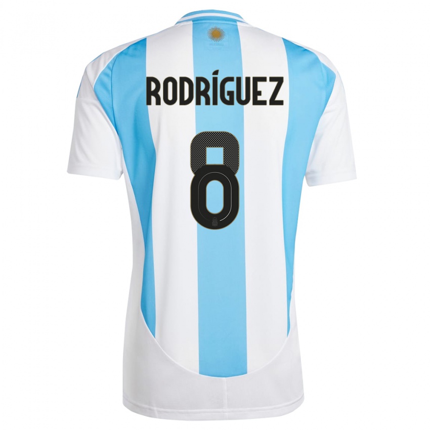 Niño Camiseta Argentina Agustin Rodriguez #8 Blanco Azul 1ª Equipación 24-26 La Camisa México