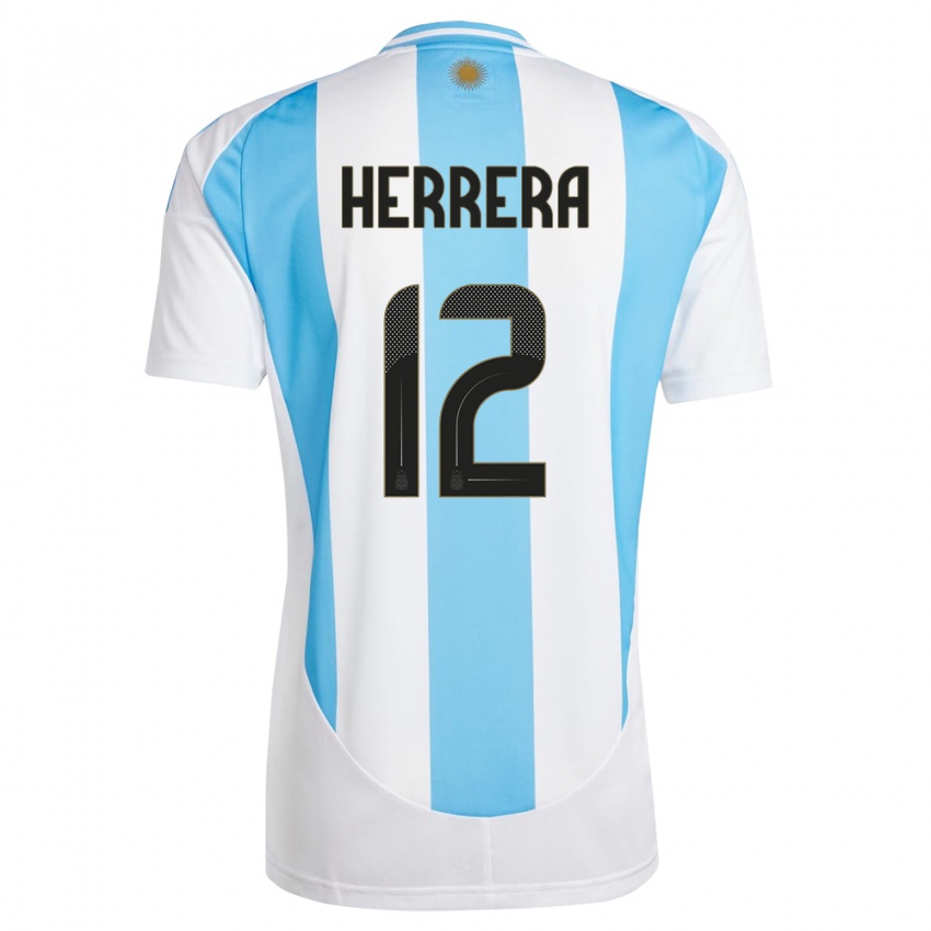 Niño Camiseta Argentina Franco Herrera #12 Blanco Azul 1ª Equipación 24-26 La Camisa México