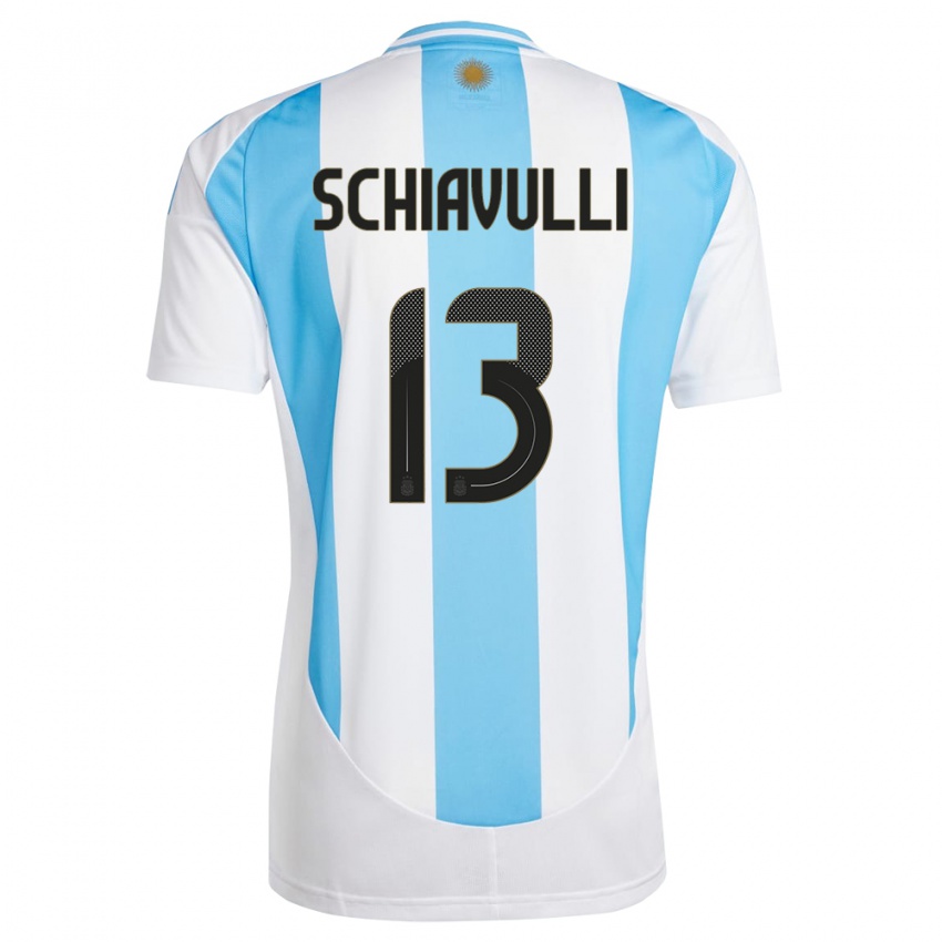 Niño Camiseta Argentina Thiago Schiavulli #13 Blanco Azul 1ª Equipación 24-26 La Camisa México