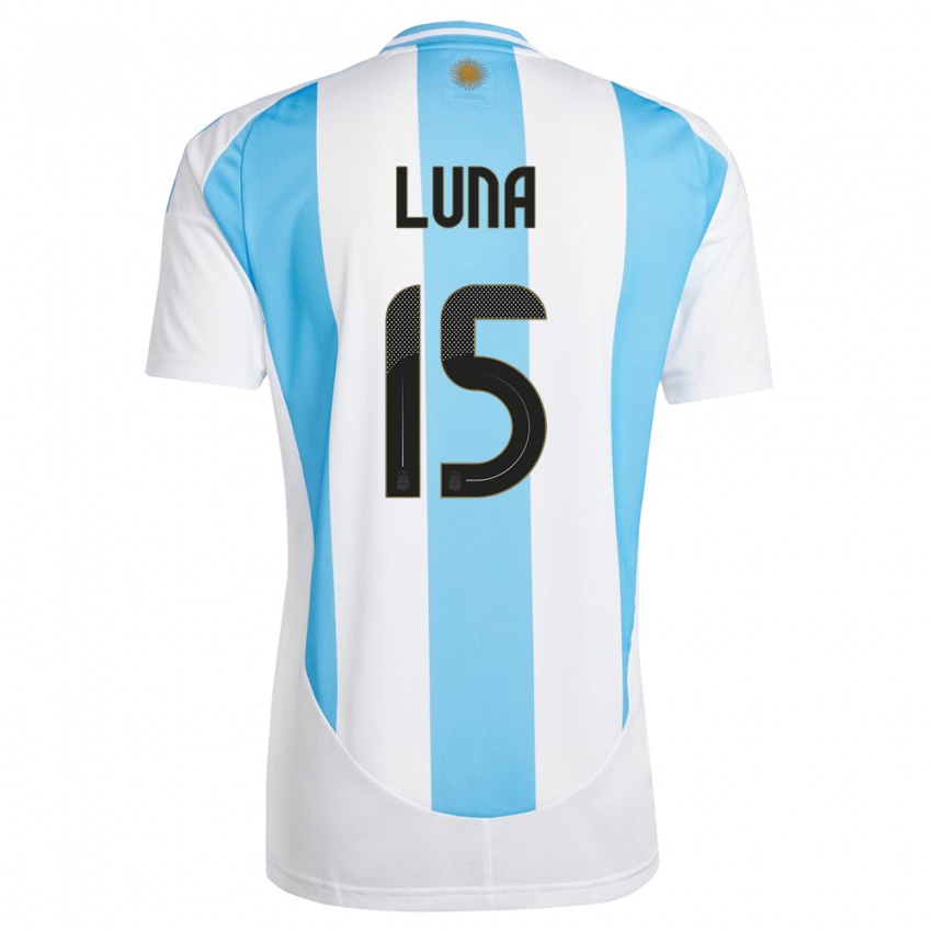 Niño Camiseta Argentina Alex Luna #15 Blanco Azul 1ª Equipación 24-26 La Camisa México