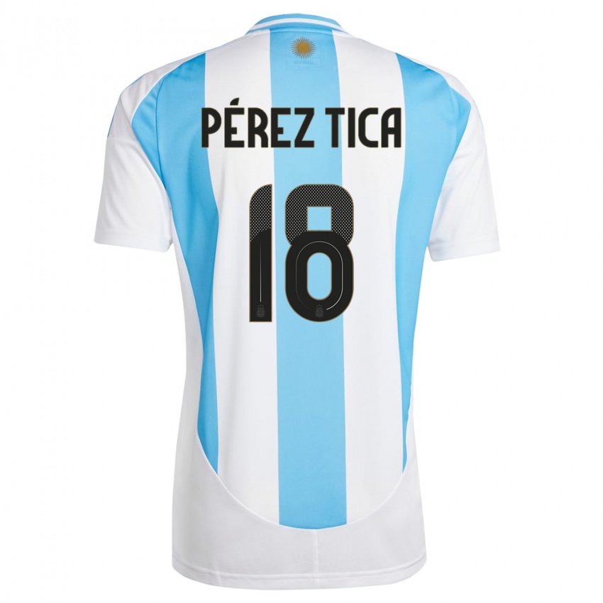 Niño Camiseta Argentina Jeremias Perez Tica #18 Blanco Azul 1ª Equipación 24-26 La Camisa México