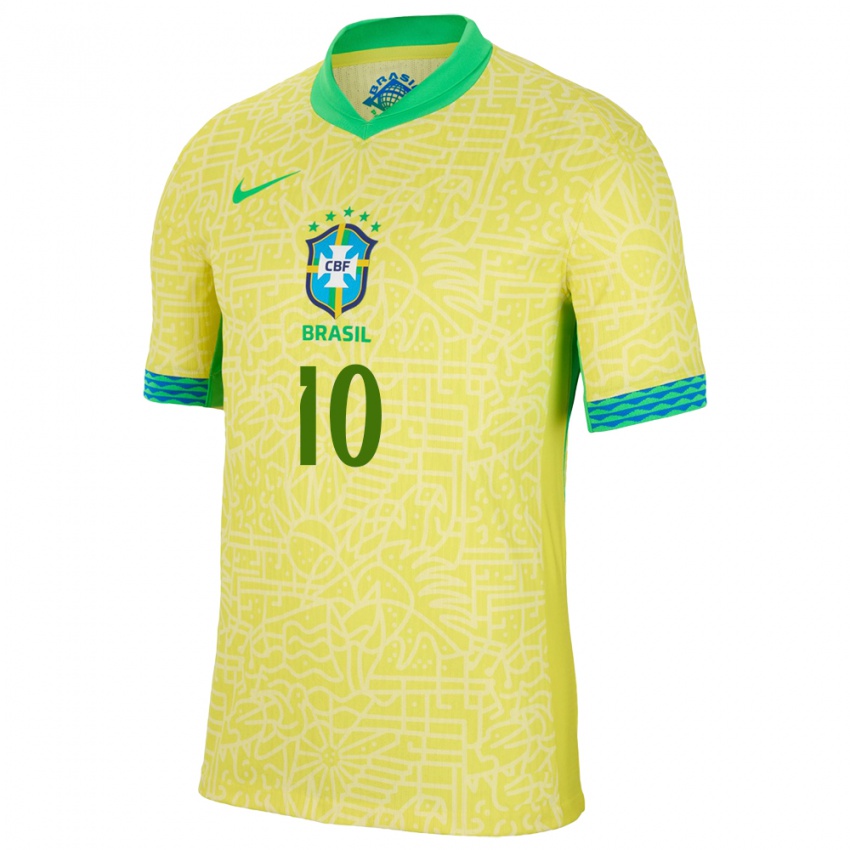 Niño Camiseta Brasil Neymar #10 Amarillo 1ª Equipación 24-26 La Camisa México